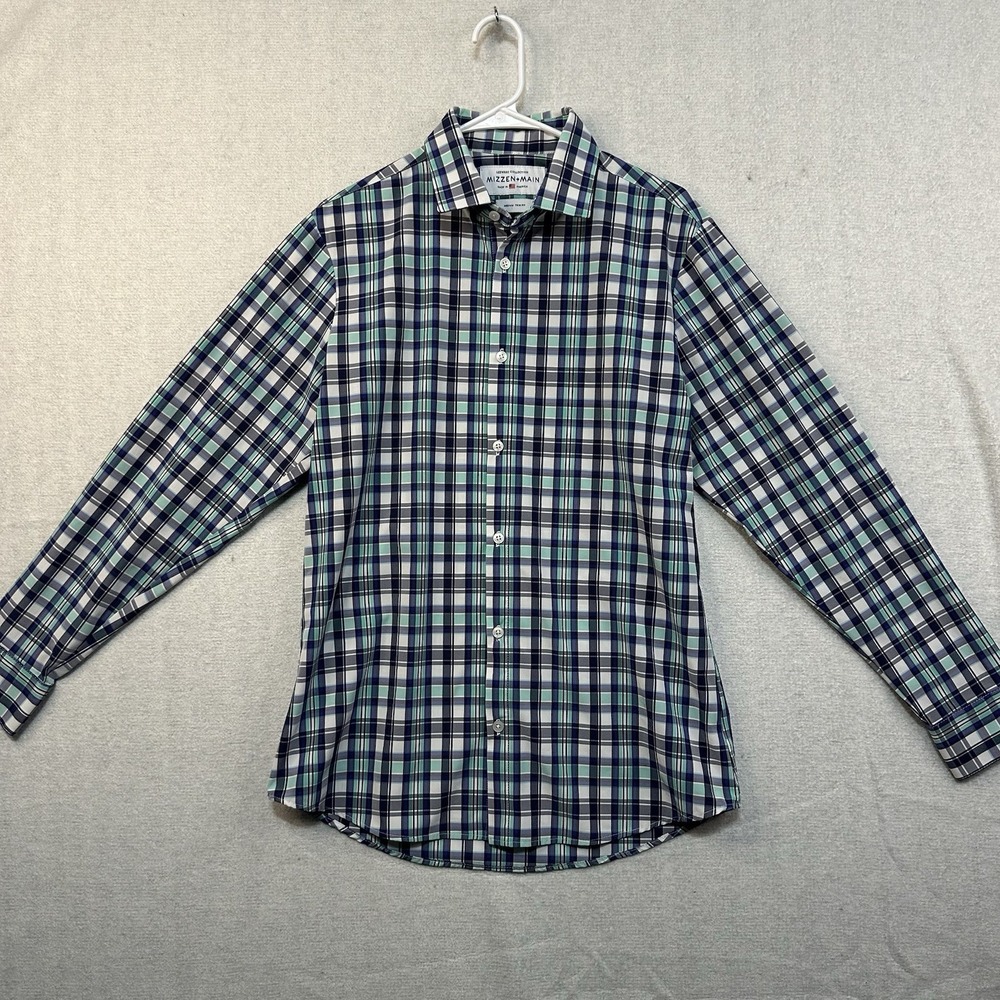 Mizzen Main Leeward Collection Medium Trim Fit Plaid Button Down Casual Business